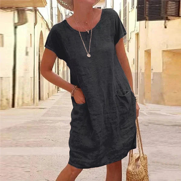 Hayden Chic Linen and Cotton Casual Dress Everyday Luxe Edit