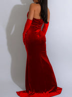 Lace And Velvet Patchwork Rhinestone-studded Evening Gown Mesh See-through Halter Neck Slit Maxi Dresses