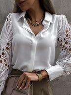Lace Patchwork Hollow Out Blouse&Shirts