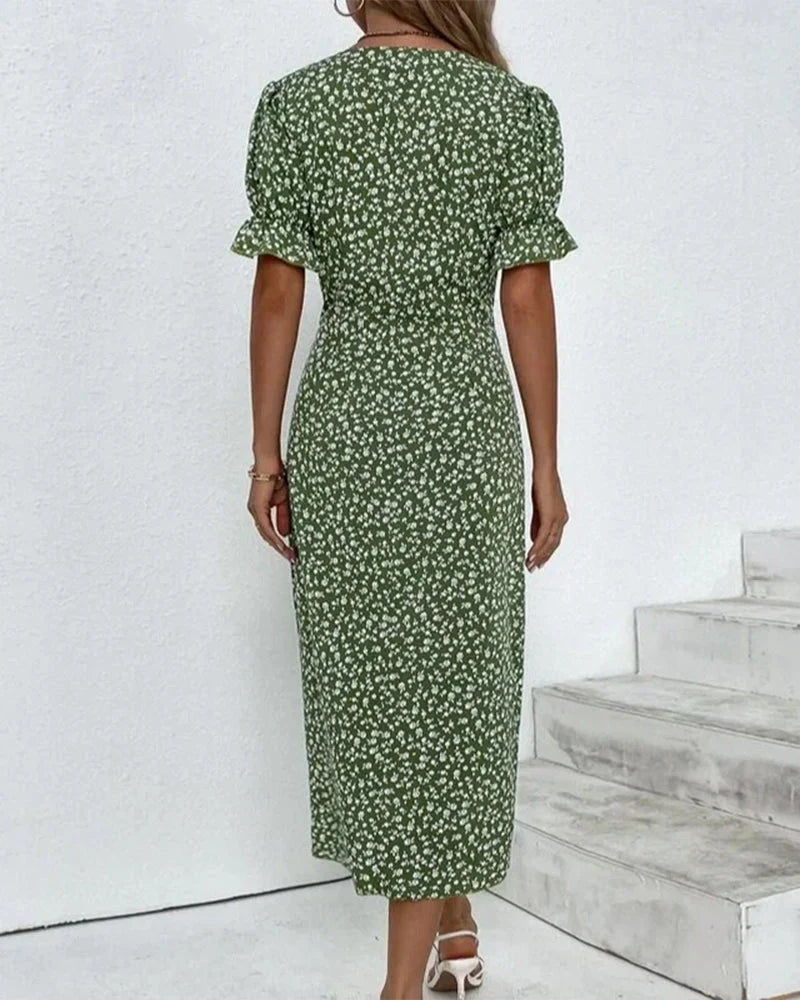 Camila Effortless Women's Floral Dress with Short Sleeves Designer Edit