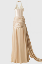 Pavoty Halter Neck High Waist Maxi Dress