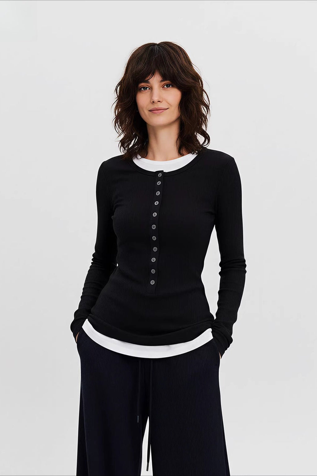 Retro Hooded Slim Fit Long Sleeve Top
