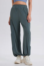 Blue Zone Planet | Basic Bae Drawstring Elastic Waist Ruched Joggers