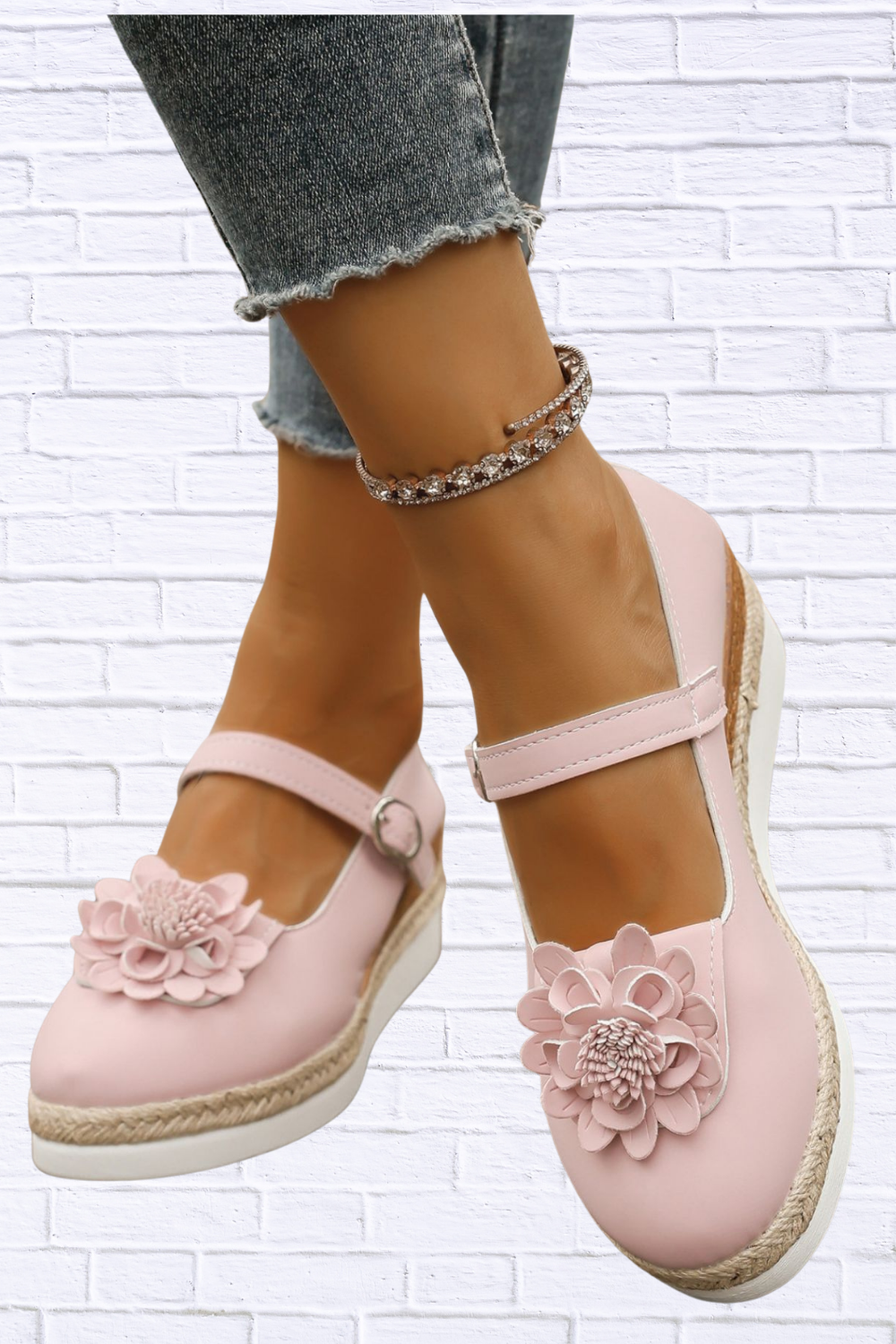 Flower Embellished Mary Jane Loafers