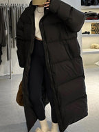 Solid Collared Longline Puffer Jacket