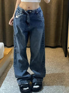 Vintage Blue Straight Boyfriend Jeans