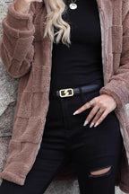Hooded Long Fleece Cardigan Coat