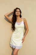 Lace Trim V-Neck Spaghetti Strap Boucle Mini Dress