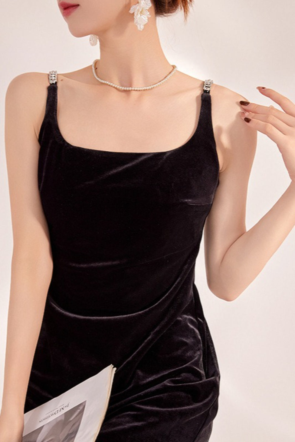 Black Velvet Strappy Backless Maxi Dress
