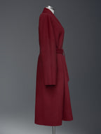 Burgundy Wool Cashmere Blend Wrap Coat For Woman Lapel Elegant Belted Double-Faced Winter Outerwear 2026
