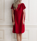 Casual Cocoon Round Neck  short-sleeved solid Color Dress