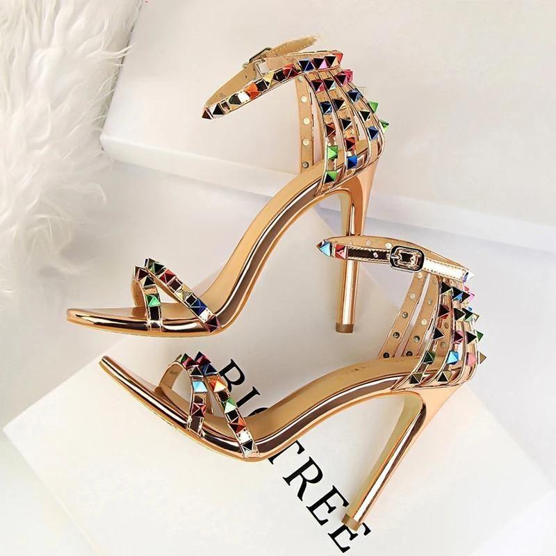 Rivets Women Sandals Roman Style Heeled Sandals