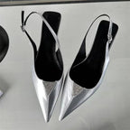 Crystal Pointed Toe Women Pumps with Designer Low Heels Sandals