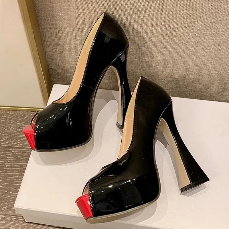Peep Toe Platform Pumps for Women - Solid Color, 13CM Ultra High Heels for Party or Wedding