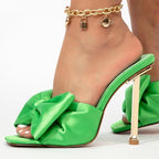 Silk Butterfly-knot High Heels Women Slippers Sandals