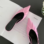 Purple Pink Pointed Toe Women Slippers with Thin Low Heels