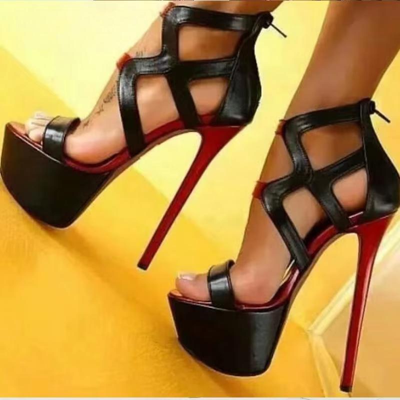 Peep Toe Platform Sandals with Zipper for Women - Sexy Catwalk Prom Party High Heels