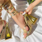 Chic Triangle Thick Heels Gladiator Sandals for Women
