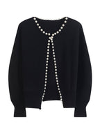 Vintage Pearl Trim Knit Cardigan