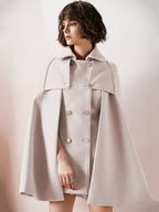 Women Burgundy Wool Blend Poncho Oversized Cape Coat Winter Outerwear 2026