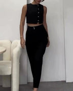 Fashion Solid Color Vest & Pants Two-piece Set