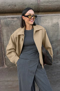 Thick Wool Blend Collared Loose Commuter Jacket