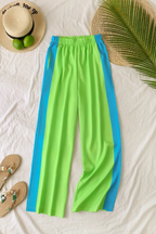 Fun, Bold, Eye-Catching Long Sleeved Elastic Waist Pants Set _ Lime Green and Turquoise