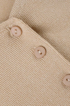 Knit Deep V Neck Long Sleeve Button Front Waist Tie Mini Dress