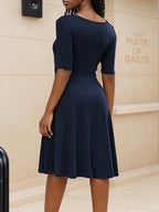 Yesenia Minimalist Women's Knee Length Summer Dress Midi Statement Occasion Edit