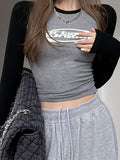 Letter Print Raglan Long Sleeve Tee
