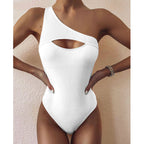 | Solid Color One-Shoulder One-Piece Swimsuit