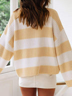 Casual Rib Stripe Baggy Knit Sweater
