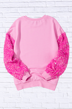 Valentine__ Day Sequin Heart Long Sleeve Sweatshirt