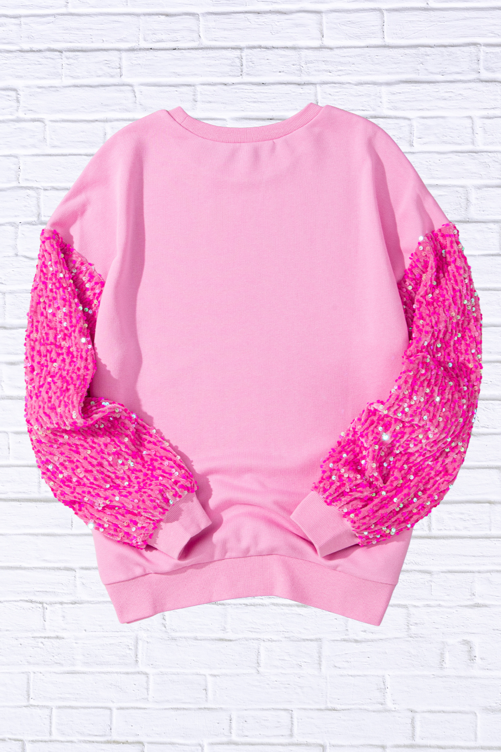Valentine__ Day Sequin Heart Long Sleeve Sweatshirt
