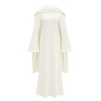Piroska White Pearl Trim Shawl Detail Maxi Dress