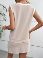 Ribbed Knit Sleeveless Top and Skort Set