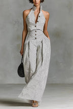 Striped Halter Neck Jumpsuit