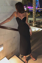 Sequin Spliced Tank Top Dress, Slim Waist Elegant Women's Party Dress