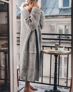 Chunky and Warm Knit Button Pocketed Oversized Midi Cardigan