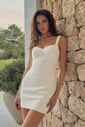 Boucle Corset Boning Sweetheart Neck Wide Strap Bodycon Mini Dress