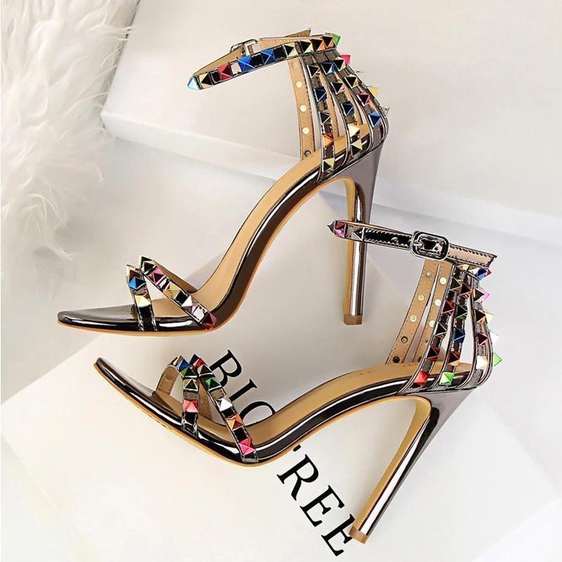 Rivets Women Sandals Roman Style Heeled Sandals