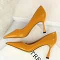Patent Leather Pointed Toe Stiletto Pumps for Women Office Wear