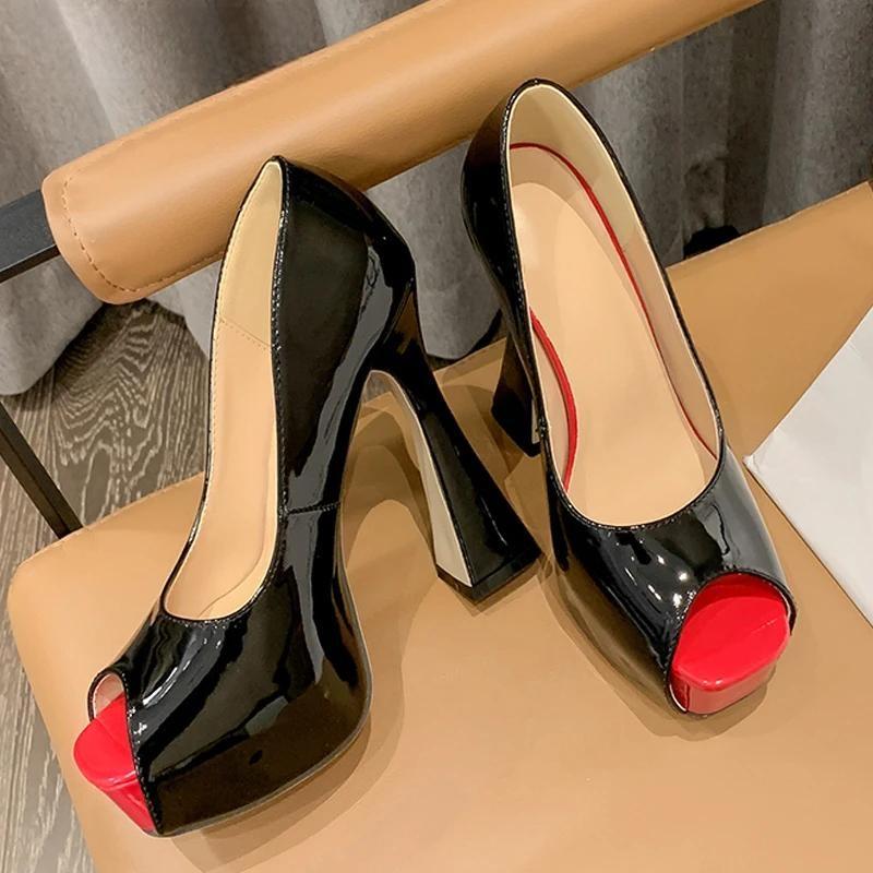 Peep Toe Platform Pumps for Women - Solid Color, 13CM Ultra High Heels for Party or Wedding