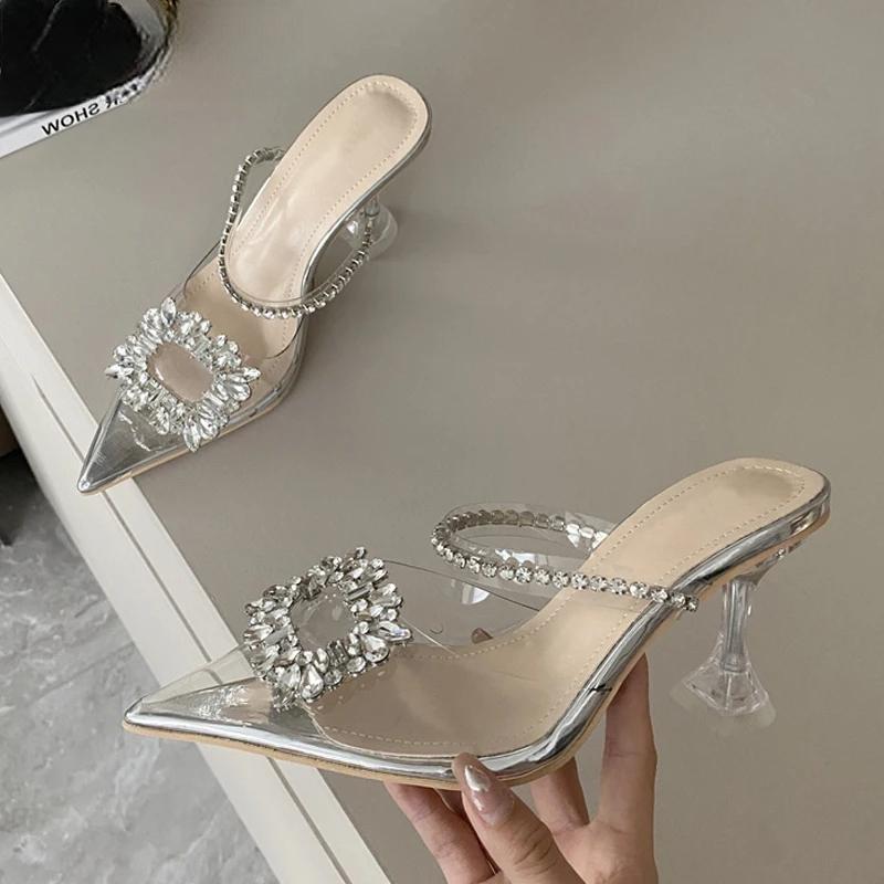 Clear PVC Square Buckle Pumps with Perspex High Heel