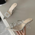 Clear PVC Square Buckle Pumps with Perspex High Heel