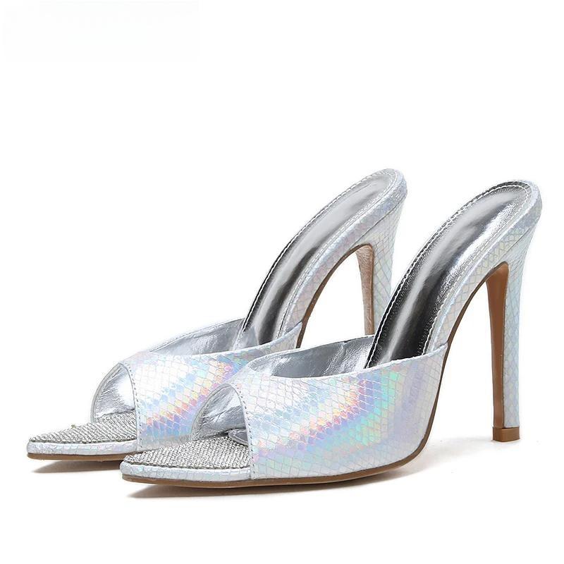 Sleek Serpentine Pointed Toe Mule with Thin Heels for Women