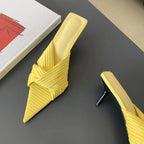 Pleated Slipper Women Thin Low Heel Pointed Toe Sexy Party Pumps Sandal
