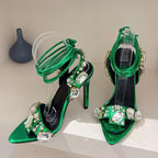 Summer Rhinestone Stiletto Sandals for Women