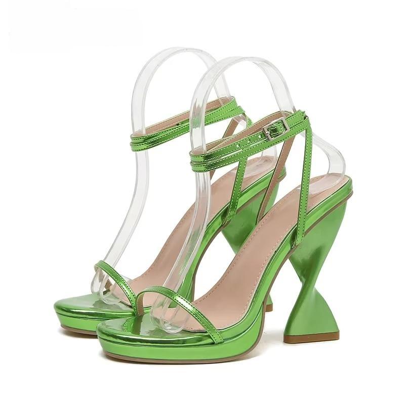 Strappy Summer Wedding Heels with Peep Toe and Ankle Buckle Strap