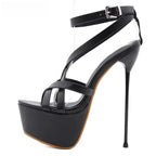 Ankle Buckle Strap Open Toe Women Sandals Stiletto High Heels for Party Platform Club